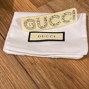 Gucci Ivory Hair Clip with Sparkling Rhinestones